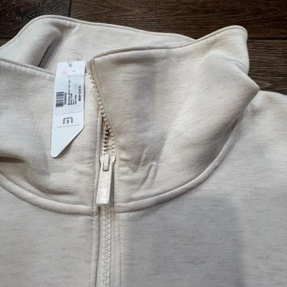 Travis Mathew Women's Skyloft Soft Half-Zip Sweatshirt, Sz Large, Cream, Golf - Picture 2 of 14